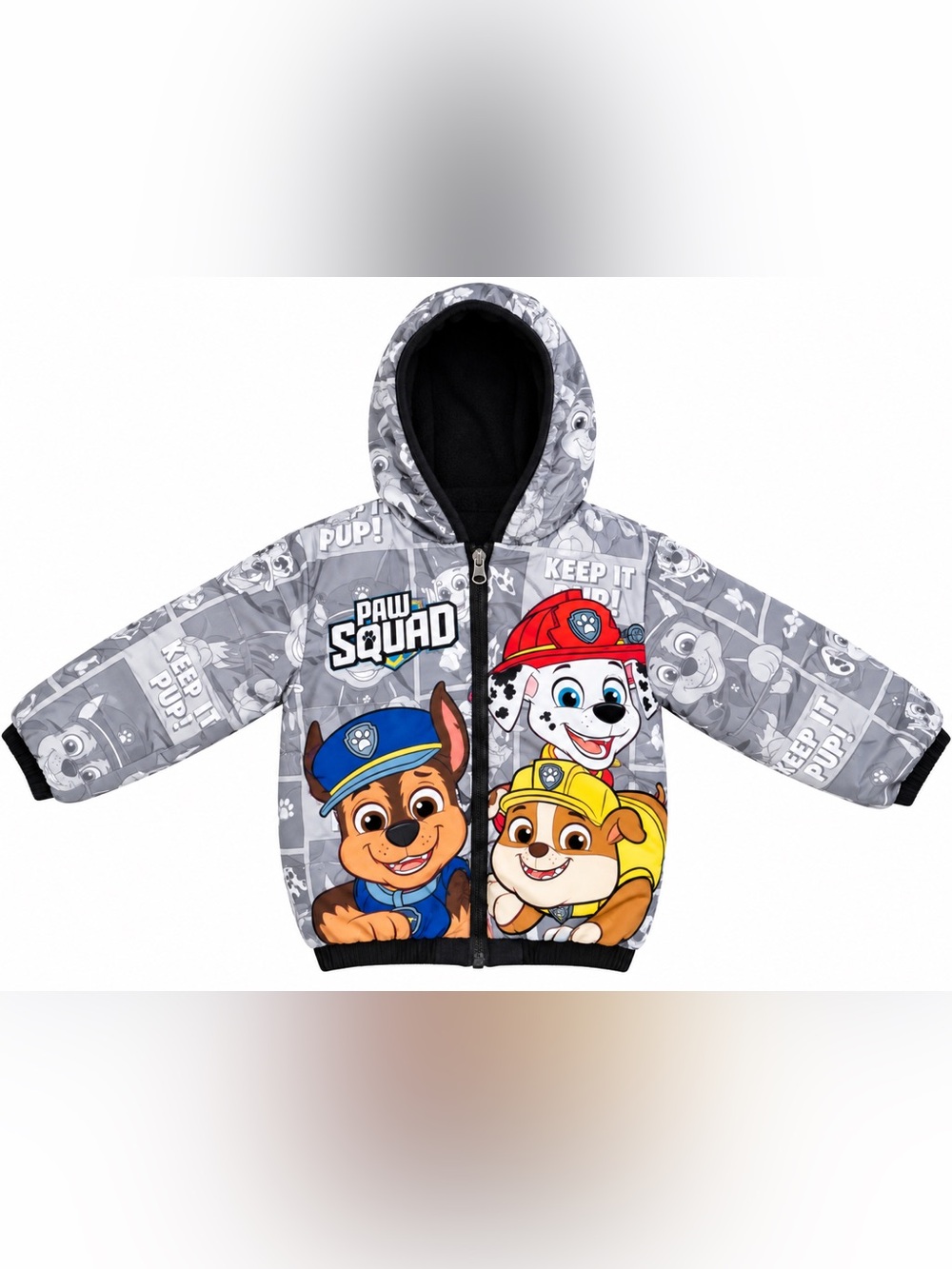 Paw Patrol Gray Kids Hooded Jacket with Colorful Character Print
